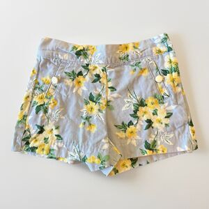 Janie and Jack Girl Blue Floral The Daffodil Shorts Size 4 Yellow White Size Zip
